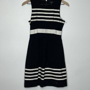 MADEWELL Afternoon Dress in Black and White Saltwater Stripe Cotton Size XS